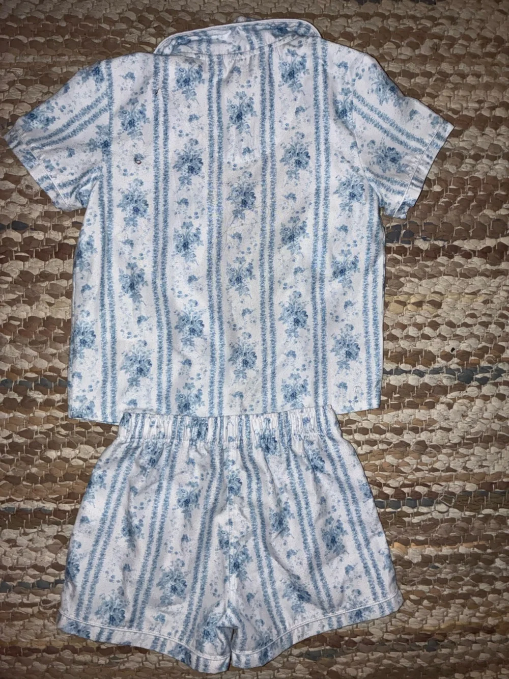 Ralph Lauren White and Blue Floral Button-Front Shorts Set